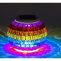 Los mejores  - Lámpara esférica- de cristal- luz mosaico- luces de jardín LED que cambian de color- luz solar- resistente al agua…